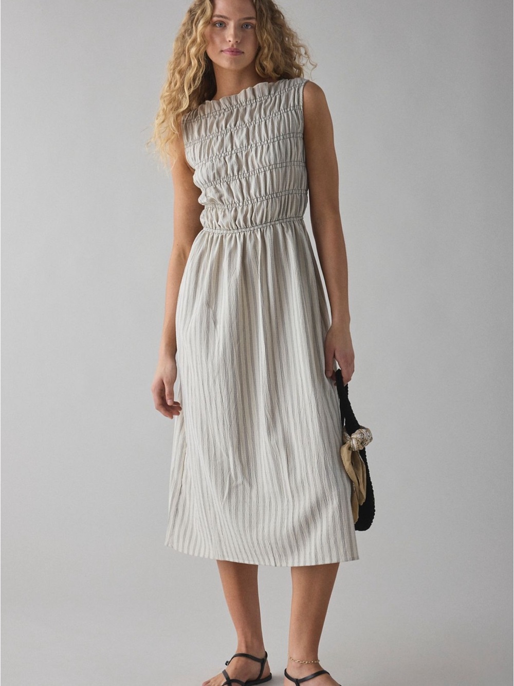 Urban Outfitters Daisy Street Striped Shirred Sleeveless Midi Dress Size XS